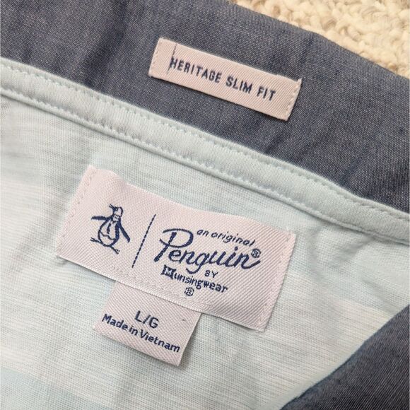 Original Penguin Mens Heritage Slim Fit L Polo Shirt Preppy Sporty Golf - Picture 3 of 4